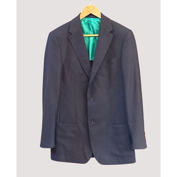 Benjamin Navy Reda Sport Coat Wimbledon Bespoke Tailored Wool Blazer 2 Button - Picture 1 of 7